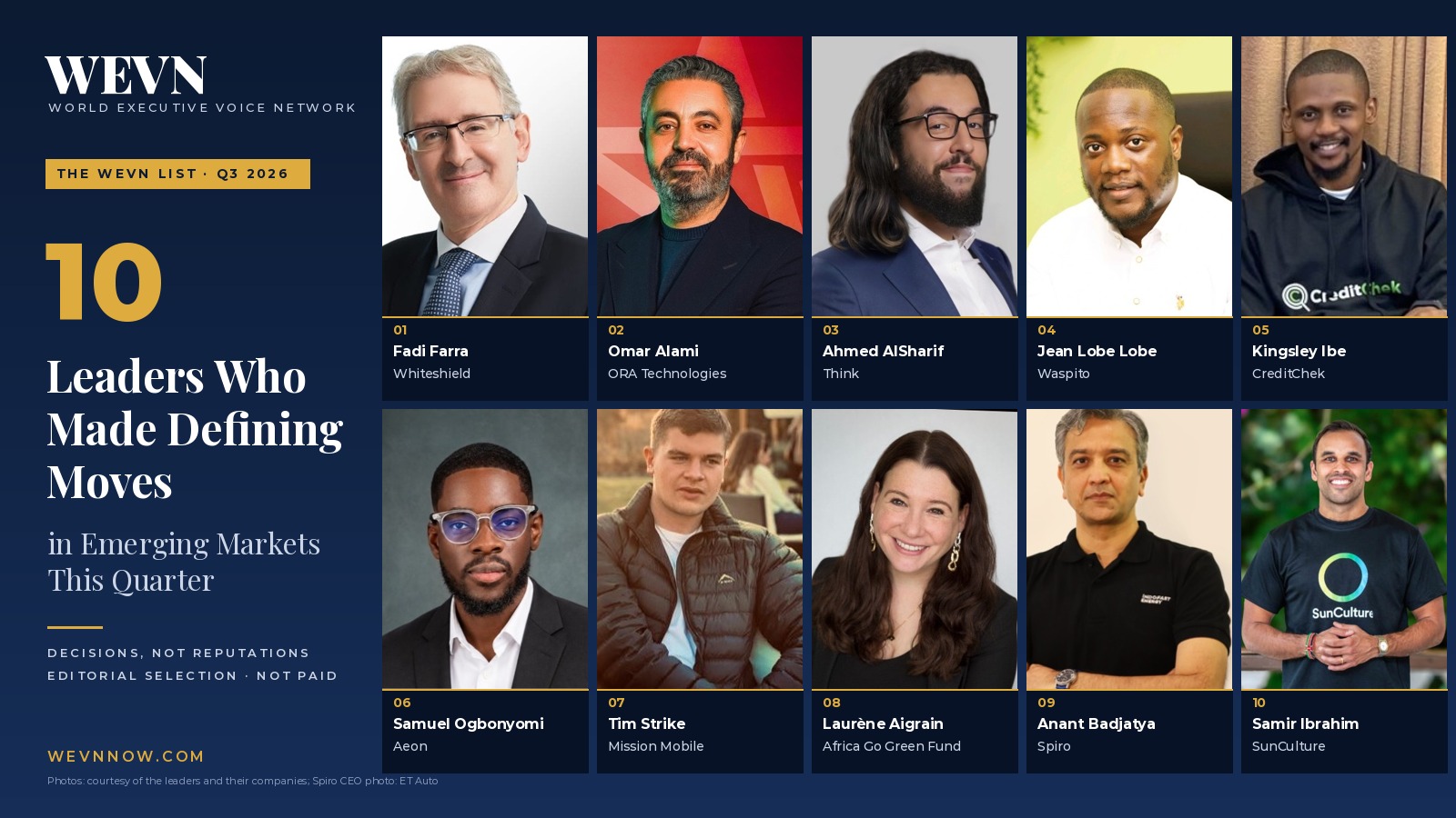 The WEVN List Q3 2026: ten leaders who made defining moves in emerging markets